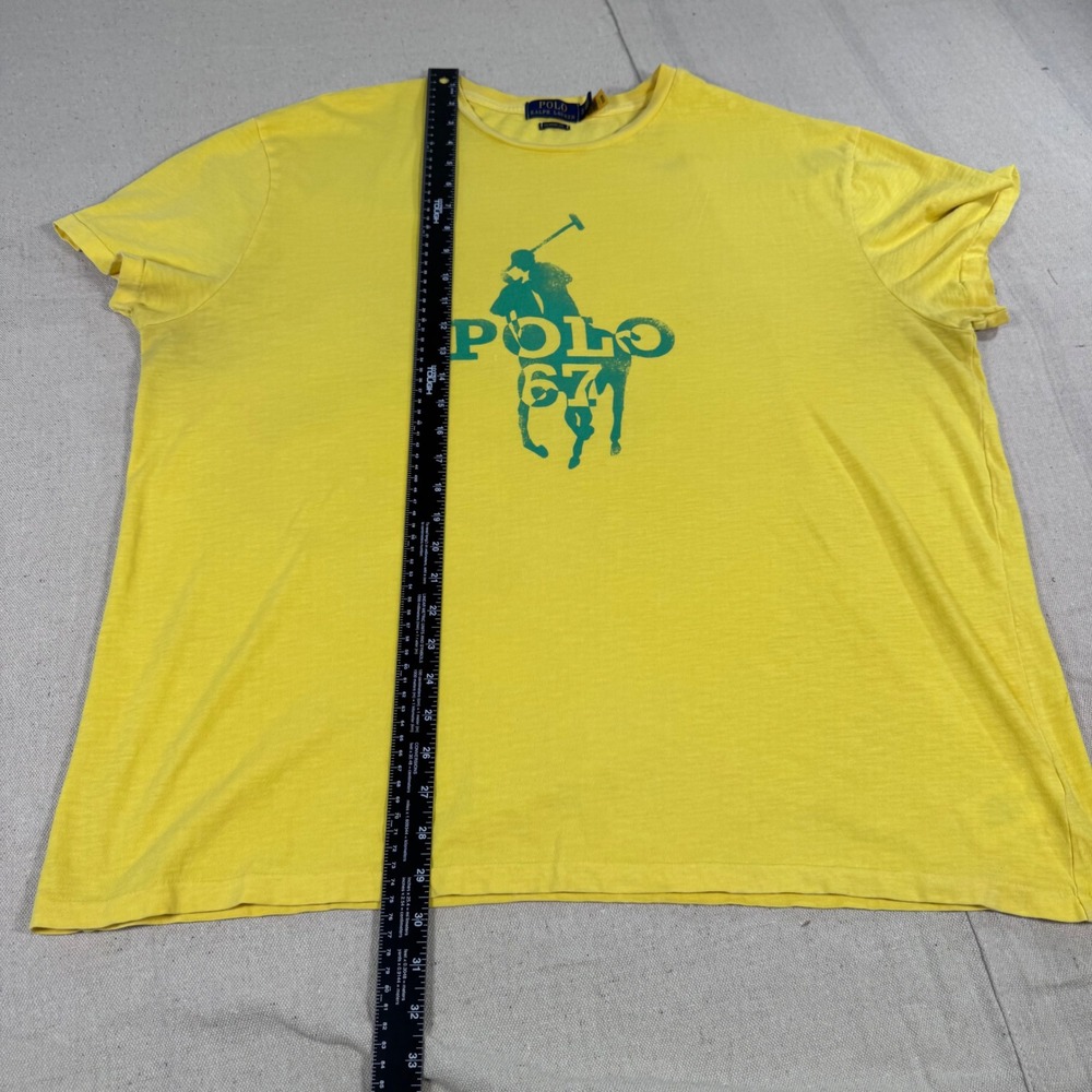Polo Ralph Lauren Graphic T-Shirt Mens XL Yellow Excellent Polo 67 Classic Fit - Picture 8 of 9